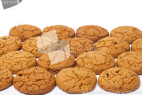 Image of Close up of delicious chocolate chip cookies background