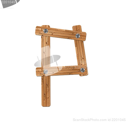 Image of wooden alphabet - letter P? on white background