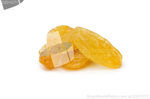 Image of Yellow Raisins isolated on white background.