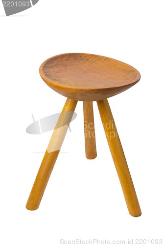 Image of round top maka wood stool isolated on white background