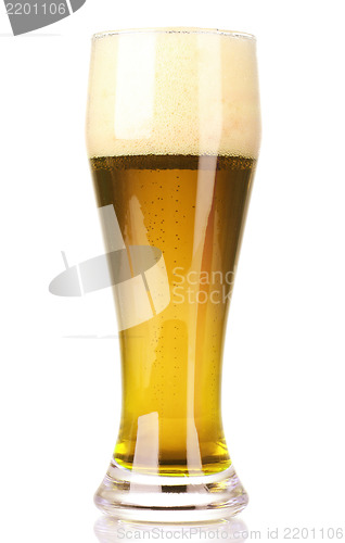 Image of Frosty glass of light beer isolated on a white background