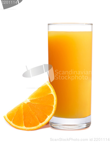 Image of Orange juice and slices of orange isolated on white