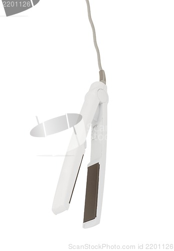 Image of electric iron for hair isolated on white