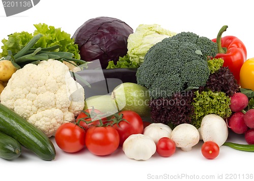 Image of fresh vegetables on the white background