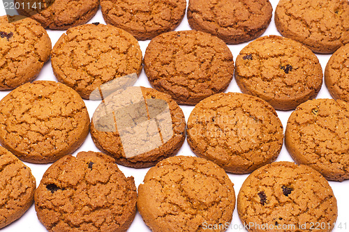 Image of Close up of delicious chocolate chip cookies background