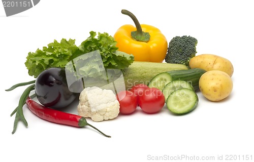 Image of fresh vegetables on the white background
