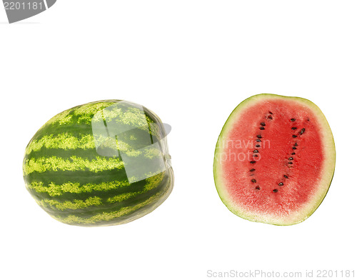 Image of watermelon and slice isolated on white