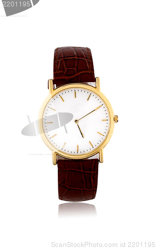 Image of golden watches on white background