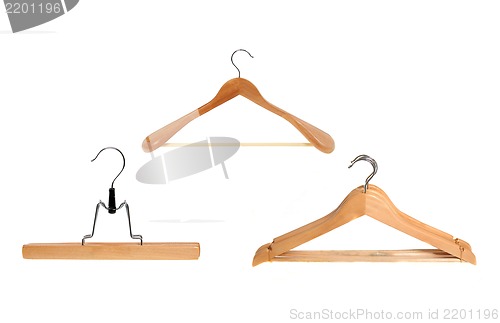 Image of wooden clothes hanger set