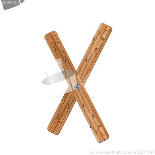 Image of wooden alphabet - letter X? on white background