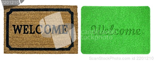 Image of Welcome mats isolated over white