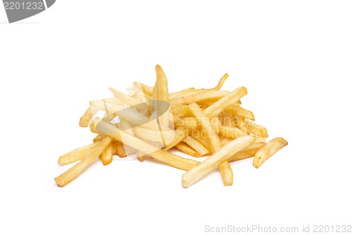 Image of Fried potato chips isolated on white background
