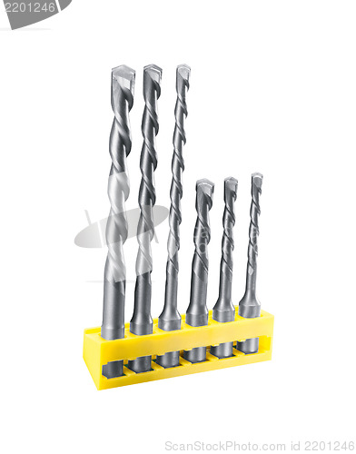 Image of set of wood drill bits isolated in white