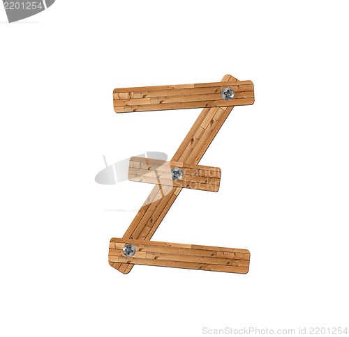 Image of wooden alphabet - letter Z? on white background