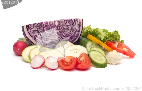 Image of fresh vegetables on the white background