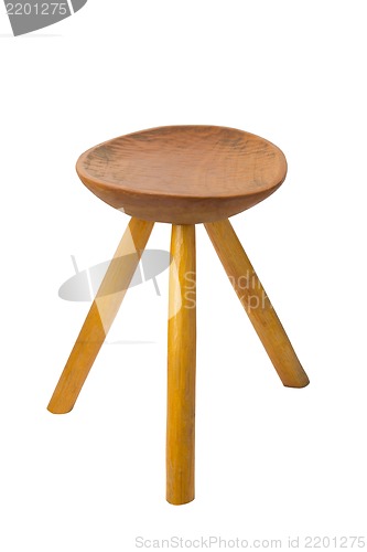 Image of round top maka wood stool isolated on white background