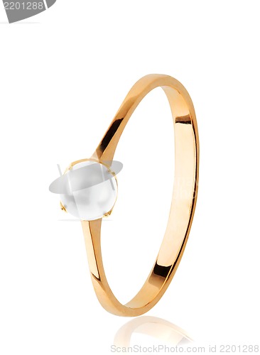 Image of Golden Wedding Ring with pearl