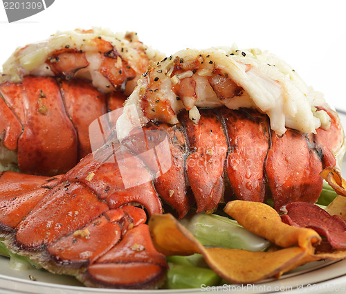 Image of Grilled Lobster Tail  With Asparagus 