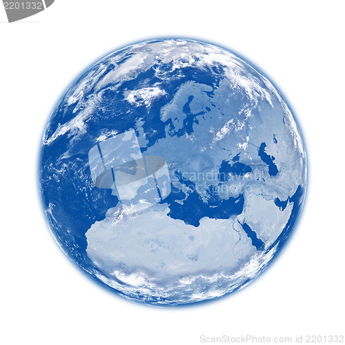 Image of Europe on blue Earth