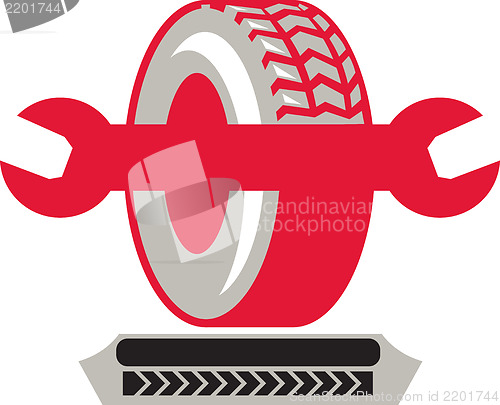 Image of Tire With Spanner Wrench Retro