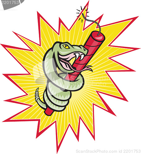 Image of Rattle Snake Coiling Dynamite Cartoon