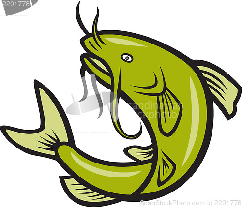 Image of Catfish Fish Jumping Cartoon