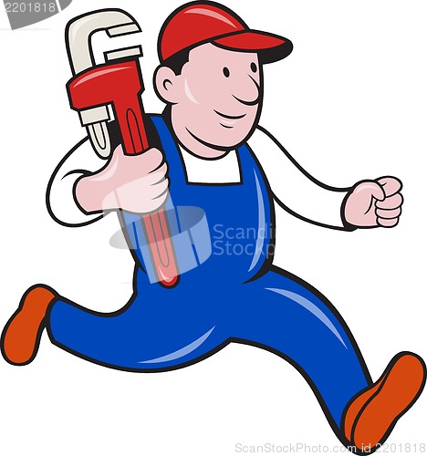 Image of Plumber With Monkey Wrench Cartoon