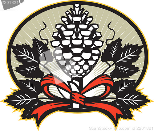 Image of Thyrsus Pine Cone Staff Leaves Retro
