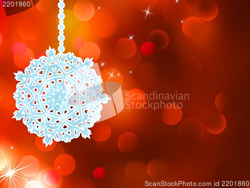 Image of Red snowflake over bokeh background. EPS 8