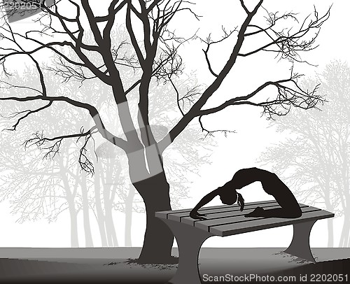 Image of Gymnast on a table in in the park