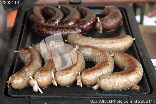 Image of white and black pudding (czech traditional food)