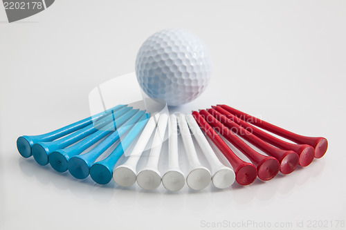 Image of The colorful wooden golf tees 