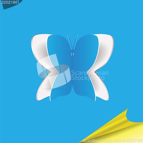 Image of Blue paper background with butterfly 