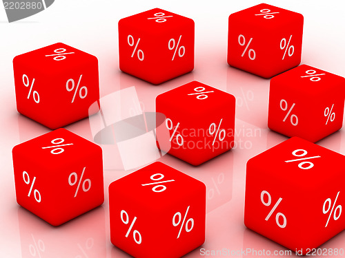 Image of 3d a cube with percent sign