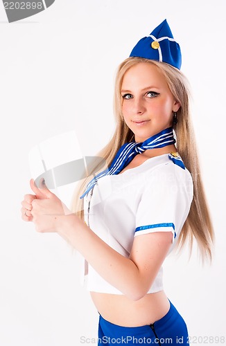 Image of Young beautiful air hostess