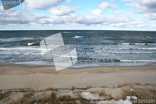 Image of Coast of the Baltic Sea in winter on the Kurshskaya kosa