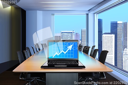 Image of laptop in meeting room