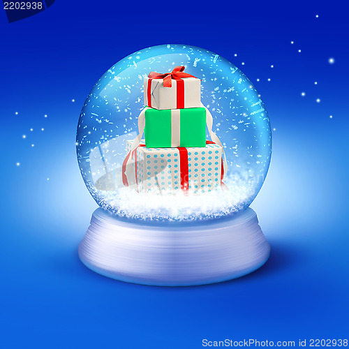 Image of snow globe with gifts