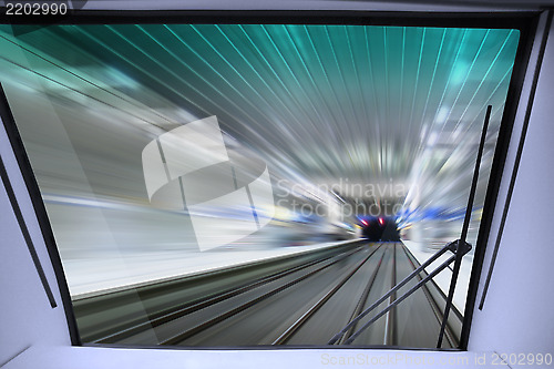 Image of view from cabin of train