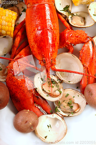 Image of Delicious boiled lobster dinner