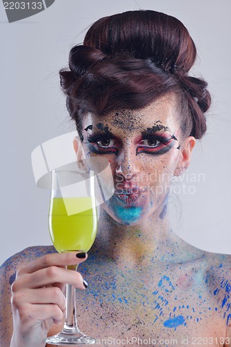 Image of Beautiful Woman with  Luxury Makeup