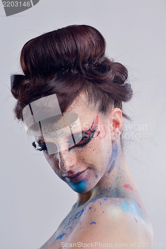 Image of Beautiful Woman with  Luxury Makeup