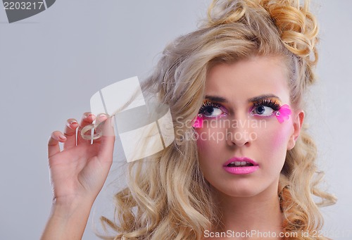 Image of Beautiful Woman with  Luxury Makeup