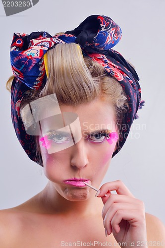 Image of Beautiful Woman with  Luxury Makeup