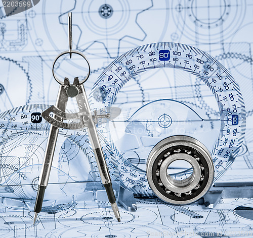 Image of Technical drawings with the bearing