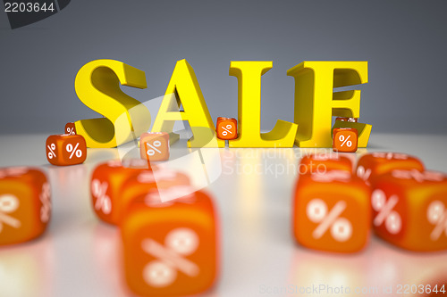 Image of Sale sign with percentage dice