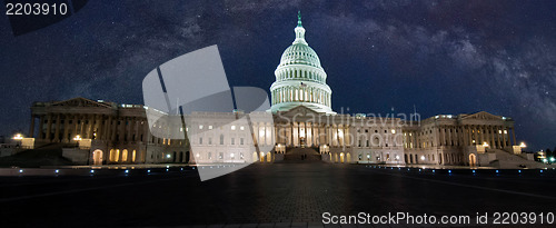 Image of capitol building with milky way sky