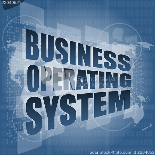 Image of business operating system word on digital touch screen