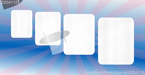 Image of The empty paper speech bubble on blue sun rays background