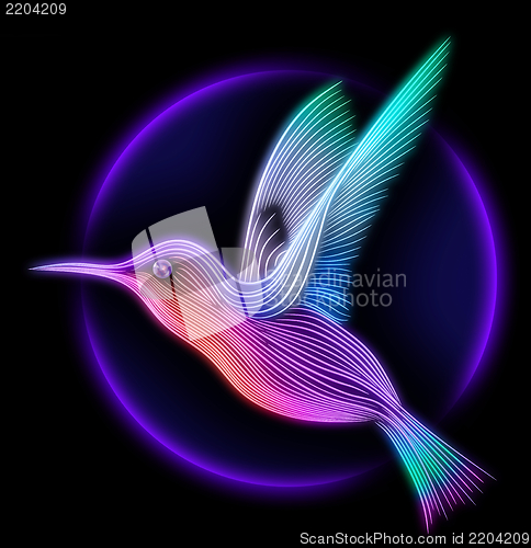 Image of 3d render of colibri bird - hummingbird